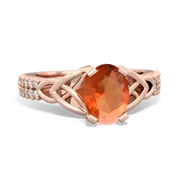 Fire Opal Celtic Knot 8X6 Oval Engagement 14K Rose Gold ring R26448VL