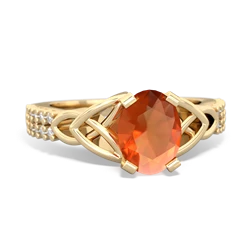 Fire Opal Celtic Knot 8X6 Oval Engagement 14K Yellow Gold ring R26448VL