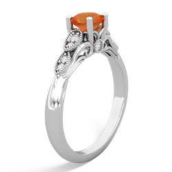 Fire Opal Antique Elegance 14K White Gold ring R3100