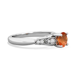 Fire Opal Antique Elegance 14K White Gold ring R3100