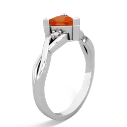 Fire Opal Trillion Twist 14K White Gold ring R2104