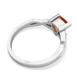 Fire Opal Trillion Twist 14K White Gold ring R2104