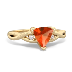 Fire Opal Trillion Twist 14K Yellow Gold ring R2104