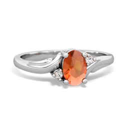 Fire Opal Elegant Swirl 14K White Gold ring R2173