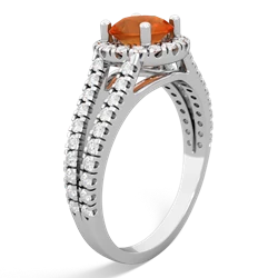 Fire Opal Pave Halo 14K White Gold ring R5490