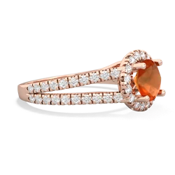 Fire Opal Pave Halo 14K Rose Gold ring R5490