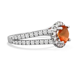 Fire Opal Pave Halo 14K White Gold ring R5490