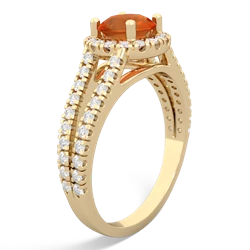 Fire Opal Pave Halo 14K Yellow Gold ring R5490