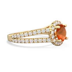 Fire Opal Pave Halo 14K Yellow Gold ring R5490