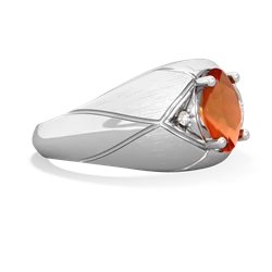 Fire Opal Men's Crossroads 14K White Gold ring R0361