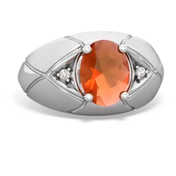 Fire Opal Men's Crossroads 14K White Gold ring R0361