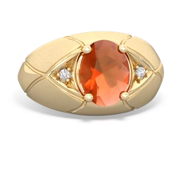 Fire Opal Men's Crossroads 14K Yellow Gold ring R0361