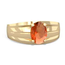 Fire Opal Men's Two Lane 14K Yellow Gold ring R0363