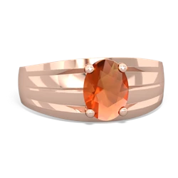 Fire Opal Men's Two Lane 14K Rose Gold ring R0363