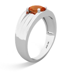 Fire Opal Men's Two Lane 14K White Gold ring R0363