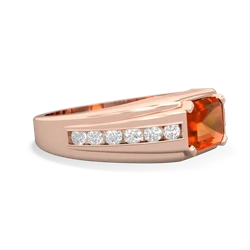 Fire Opal Men's Diamond Channel 14K Rose Gold ring R0500