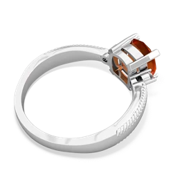 Fire Opal Cushion Rope 14K White Gold ring R2484