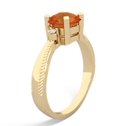 Fire Opal Cushion Rope 14K Yellow Gold ring R2484