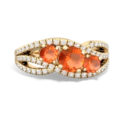 Fire Opal Three Stone Aurora 14K Yellow Gold ring R3080