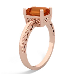 Fire Opal Milgrain Scroll 14K Rose Gold ring R2338