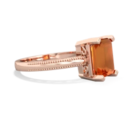 Fire Opal Milgrain Scroll 14K Rose Gold ring R2338