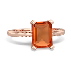 Fire Opal Milgrain Scroll 14K Rose Gold ring R2338