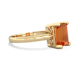 Fire Opal Milgrain Scroll 14K Yellow Gold ring R2338