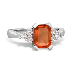 Fire Opal Timeless Classic 14K White Gold ring R2591