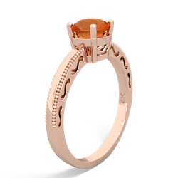 Fire Opal Milgrain Filigree 14K Rose Gold ring R5090