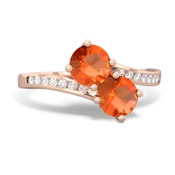 Fire Opal Channel Set Two Stone 14K Rose Gold ring R5303