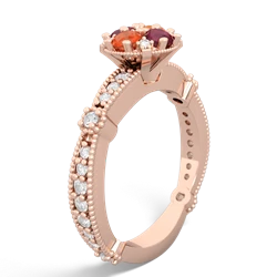 Fire Opal Sparkling Tiara Cluster 14K Rose Gold ring R26293RD