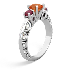 Fire Opal Art Deco Eternal Embrace Engagement 14K White Gold ring C2003