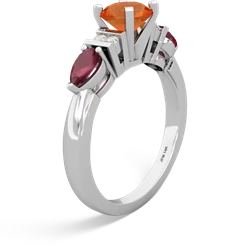 Fire Opal 6Mm Round Eternal Embrace Engagement 14K White Gold ring R2005