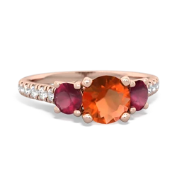 Fire Opal Pave Trellis 14K Rose Gold ring R5500