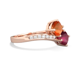 Fire Opal Channel Set Two Stone 14K Rose Gold ring R5303