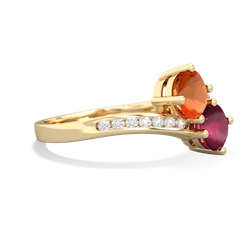 Fire Opal Channel Set Two Stone 14K Yellow Gold ring R5303