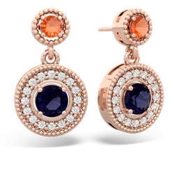 Fire Opal Halo Dangle 14K Rose Gold earrings E5319