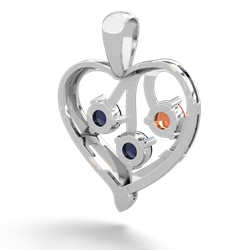 Fire Opal Glowing Heart 14K White Gold pendant P2233