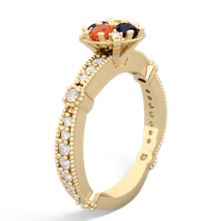 Fire Opal Sparkling Tiara Cluster 14K Yellow Gold ring R26293RD