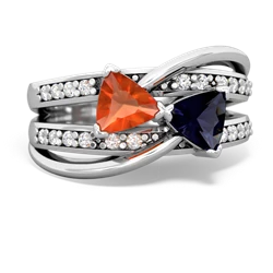 Fire Opal Bowtie 14K White Gold ring R2360