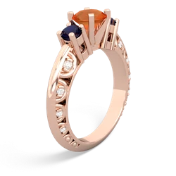 Fire Opal Art Deco Eternal Embrace Engagement 14K Rose Gold ring C2003