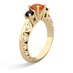 Fire Opal Art Deco Eternal Embrace Engagement 14K Yellow Gold ring C2003