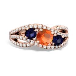 Fire Opal Three Stone Aurora 14K Rose Gold ring R3080