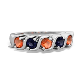 Fire Opal Anniversary Band 14K White Gold ring R2089