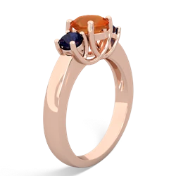 Fire Opal Three Stone Round Trellis 14K Rose Gold ring R4018