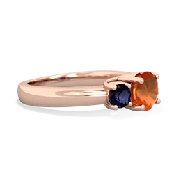 Fire Opal Three Stone Round Trellis 14K Rose Gold ring R4018