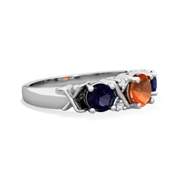 Fire Opal Hugs And Kisses 14K White Gold ring R5016