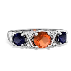 Fire Opal Hugs And Kisses 14K White Gold ring R5016