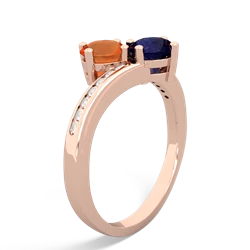Fire Opal Channel Set Two Stone 14K Rose Gold ring R5303