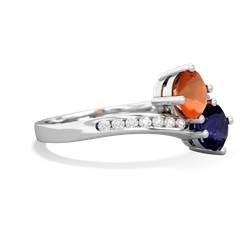 Fire Opal Channel Set Two Stone 14K White Gold ring R5303